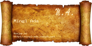 Mingl Ada névjegykártya